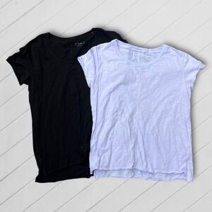 Charlie‎ B Pima Cotton Tee Bundle Black Purple Crew Neck Tops Size Small Basics